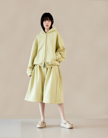 Lemon Yellow Loose Hooded Sweatshirt Set