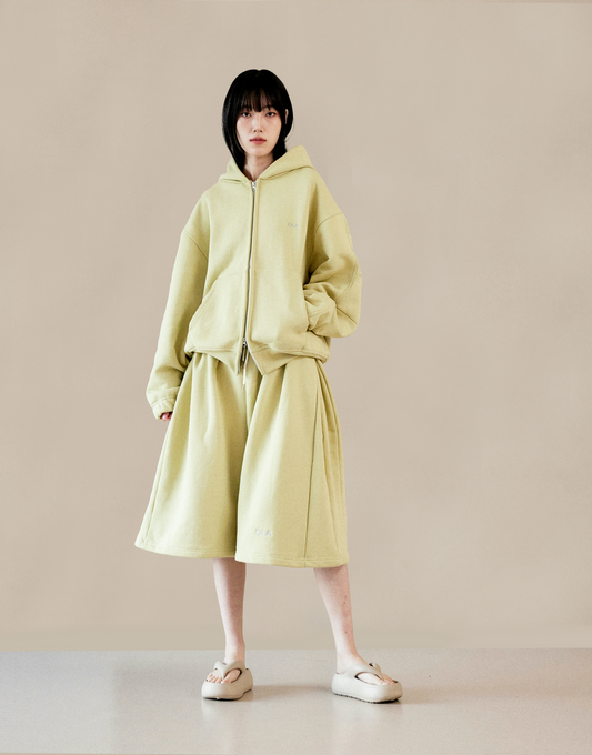 Lemon Yellow Loose Hooded Sweatshirt Set