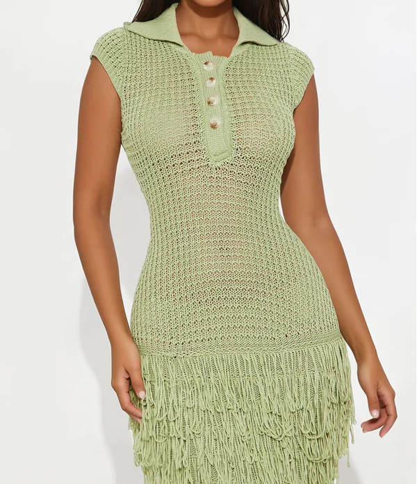 Crochet Maxi Dress - Green
