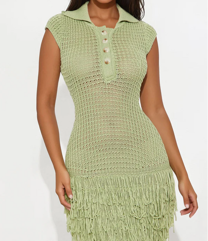 Crochet Maxi Dress - Green