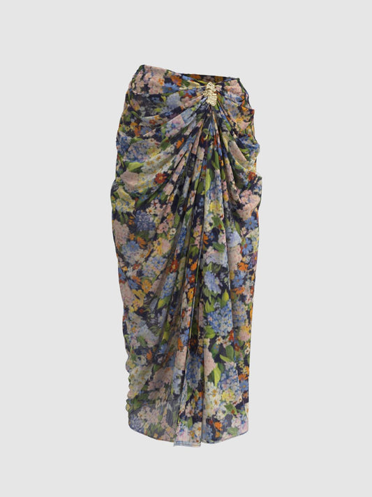 Floral draped skirt