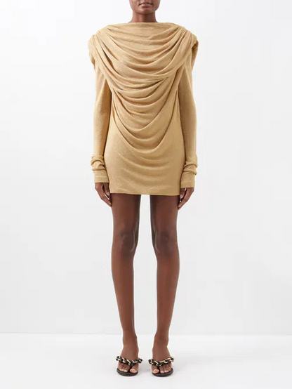 Draped Open-Back Mini Dress