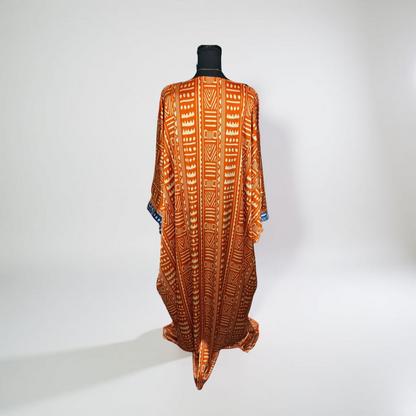 V-neck drawstring silk maxi dress