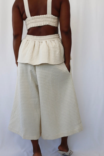 Cream Honeycomb Cotton Suit