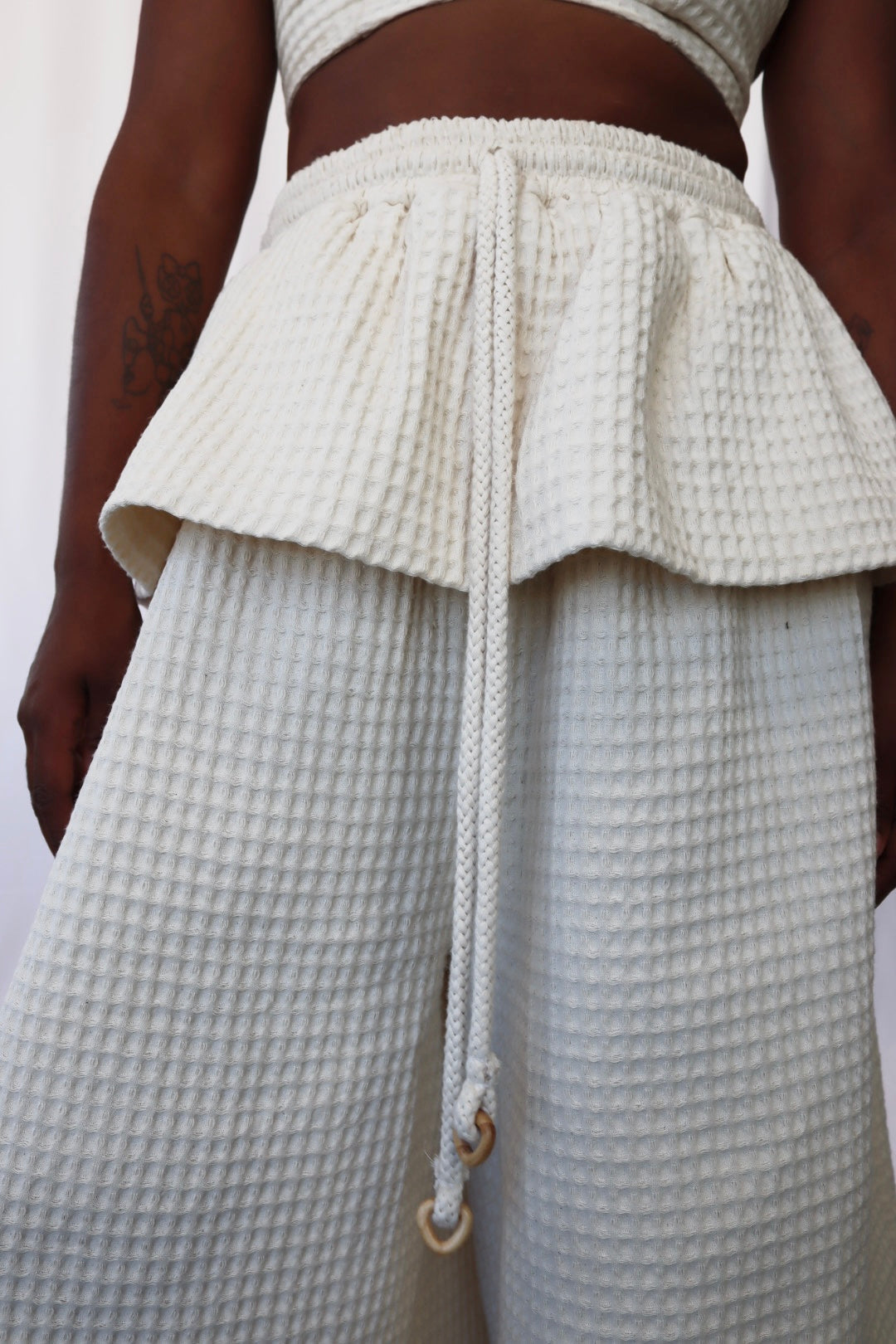 Cream Honeycomb Cotton Suit