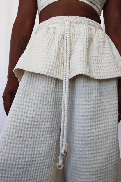Cream Honeycomb Cotton Suit