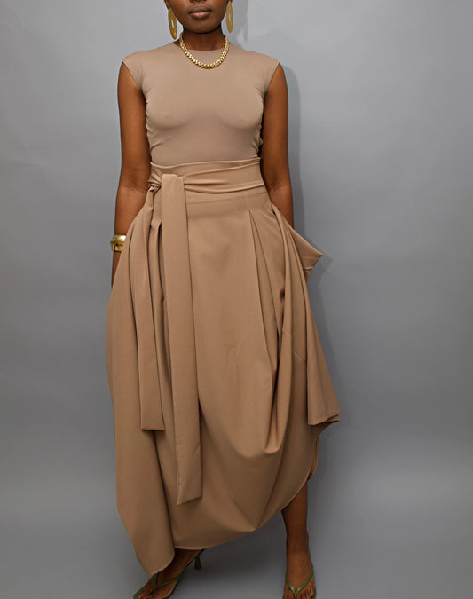 Full-body asymmetrical skirt