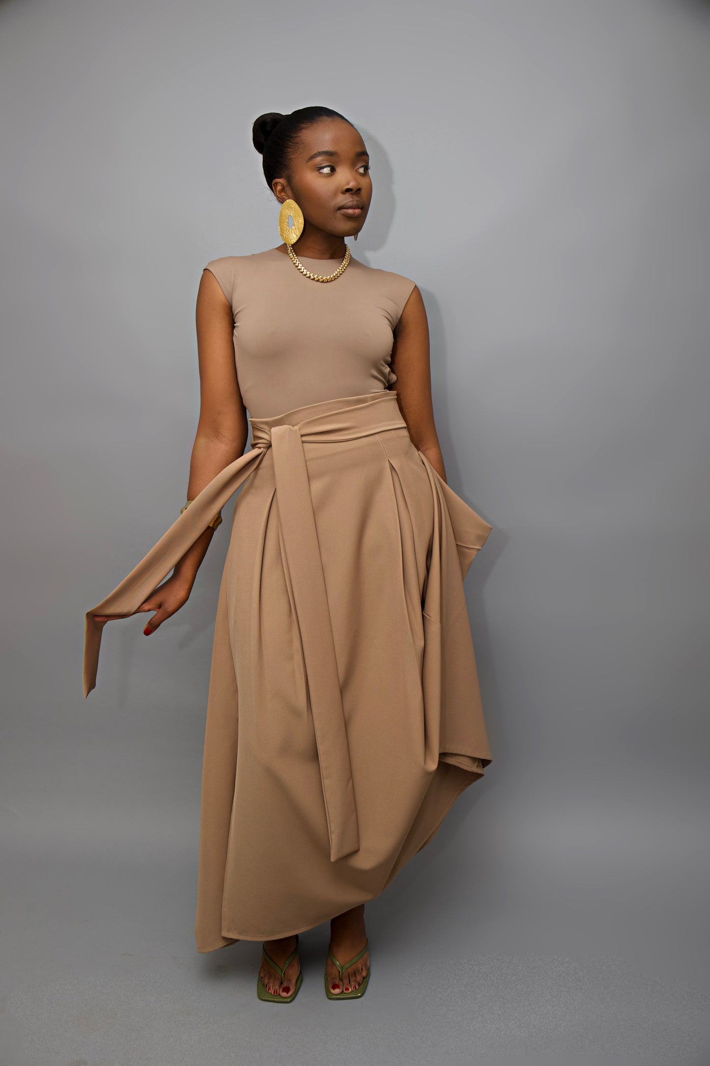 Full-body asymmetrical skirt