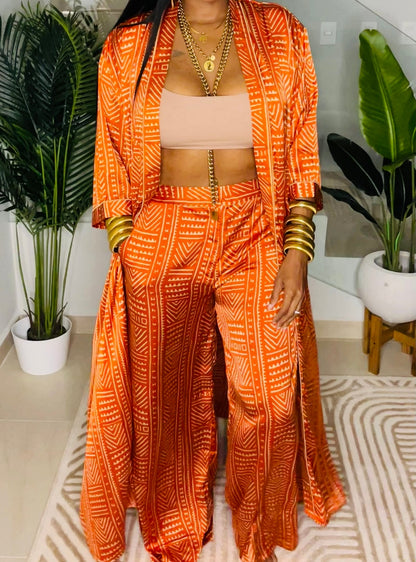 Silk satin two-piece suit
