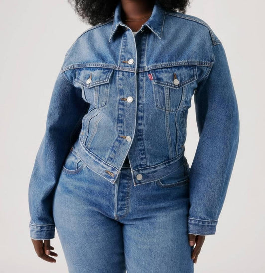 Tie-back denim jacket