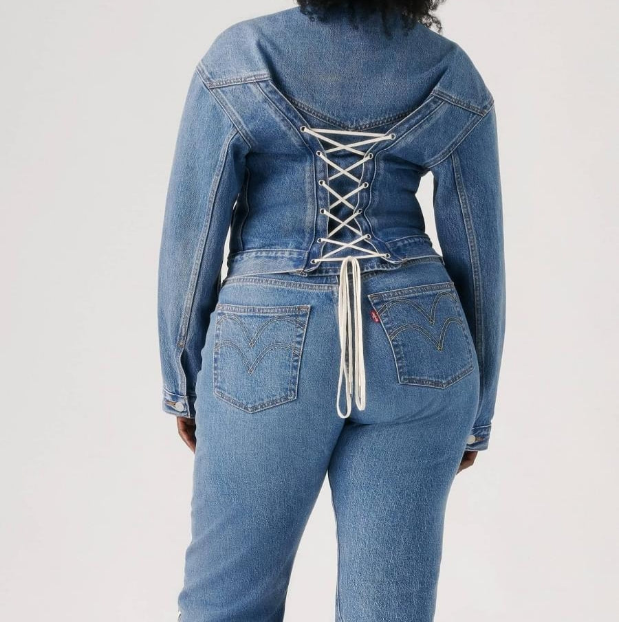 Tie-back denim jacket