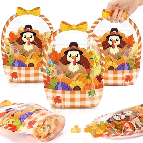 Last Day 50% OFF - Fuutreo 50 Pcs/100PCS Halloween Favor Bags Transparent Pumpkin Sealed Pouches