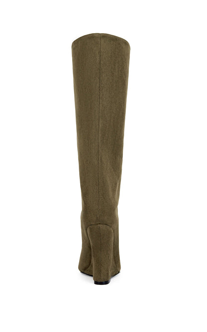 Olive wedge boots