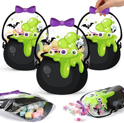 Last Day 50% OFF - Fuutreo 50 Pcs/100PCS Halloween Favor Bags Transparent Pumpkin Sealed Pouches