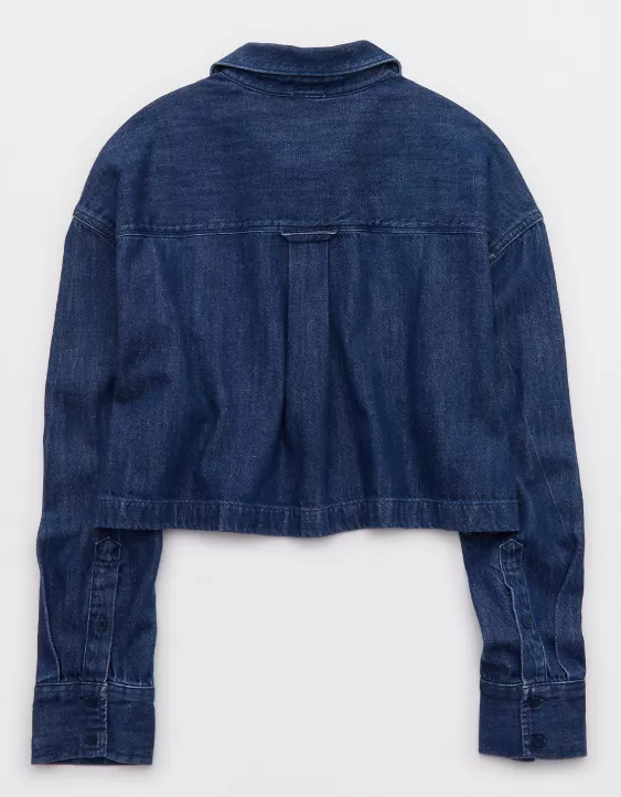 Denim short jacket + pleated skirt set