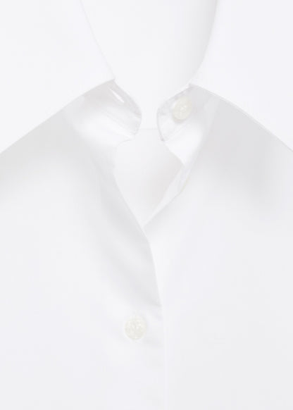 Pointed collar regular cotton and lyocell blend shirt