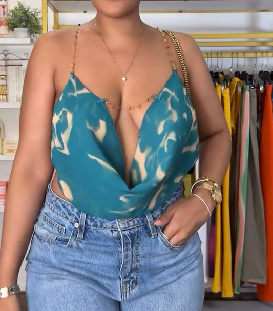 Beaded Cross Strap Top
