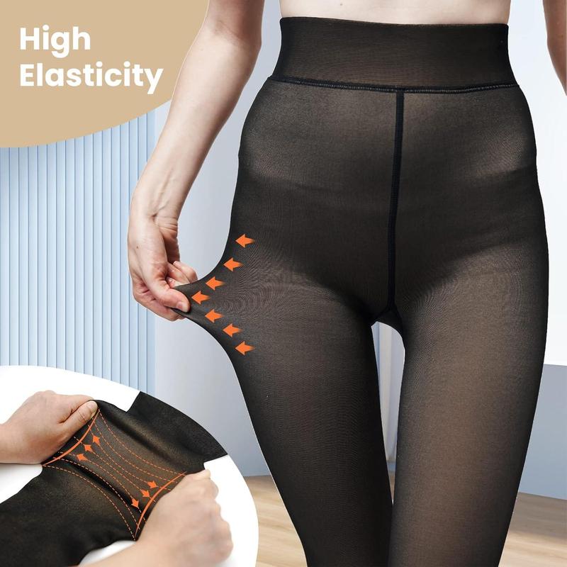 Large size faux see-through fleece leggings for outerwear