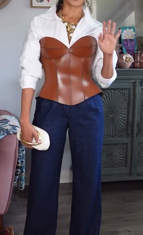 Brown Mocha Leather Corset