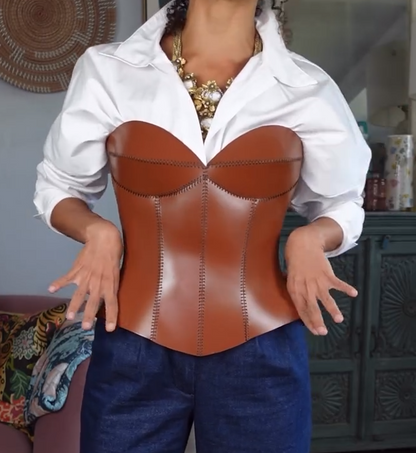 Brown Mocha Leather Corset