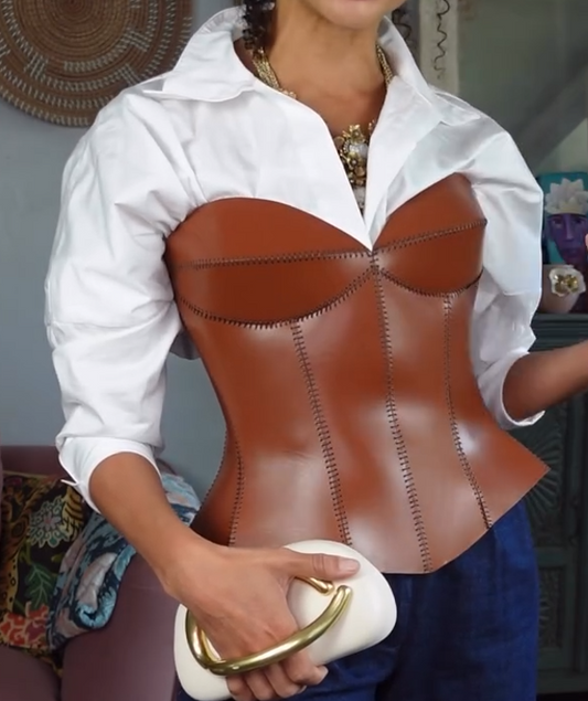 Brown Mocha Leather Corset