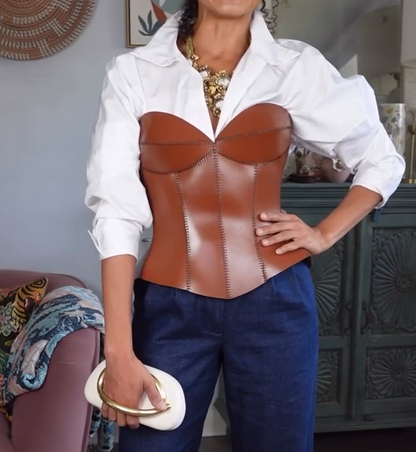 Brown Mocha Leather Corset