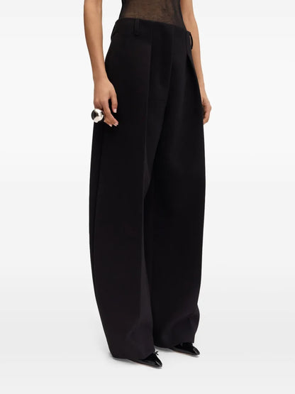 Black barrel silhouette trousers