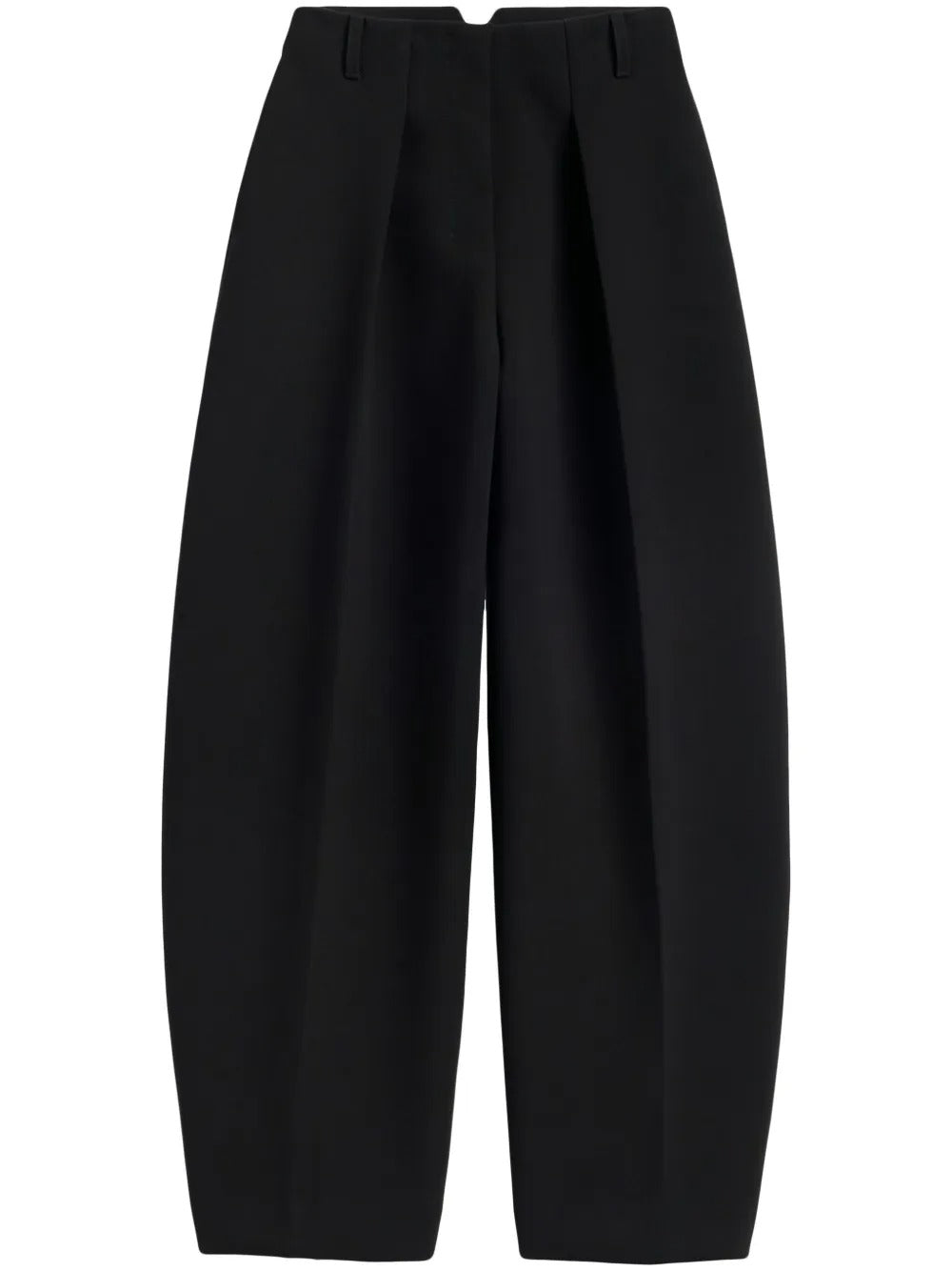 Black barrel silhouette trousers