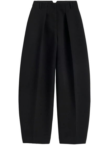 Black barrel silhouette trousers