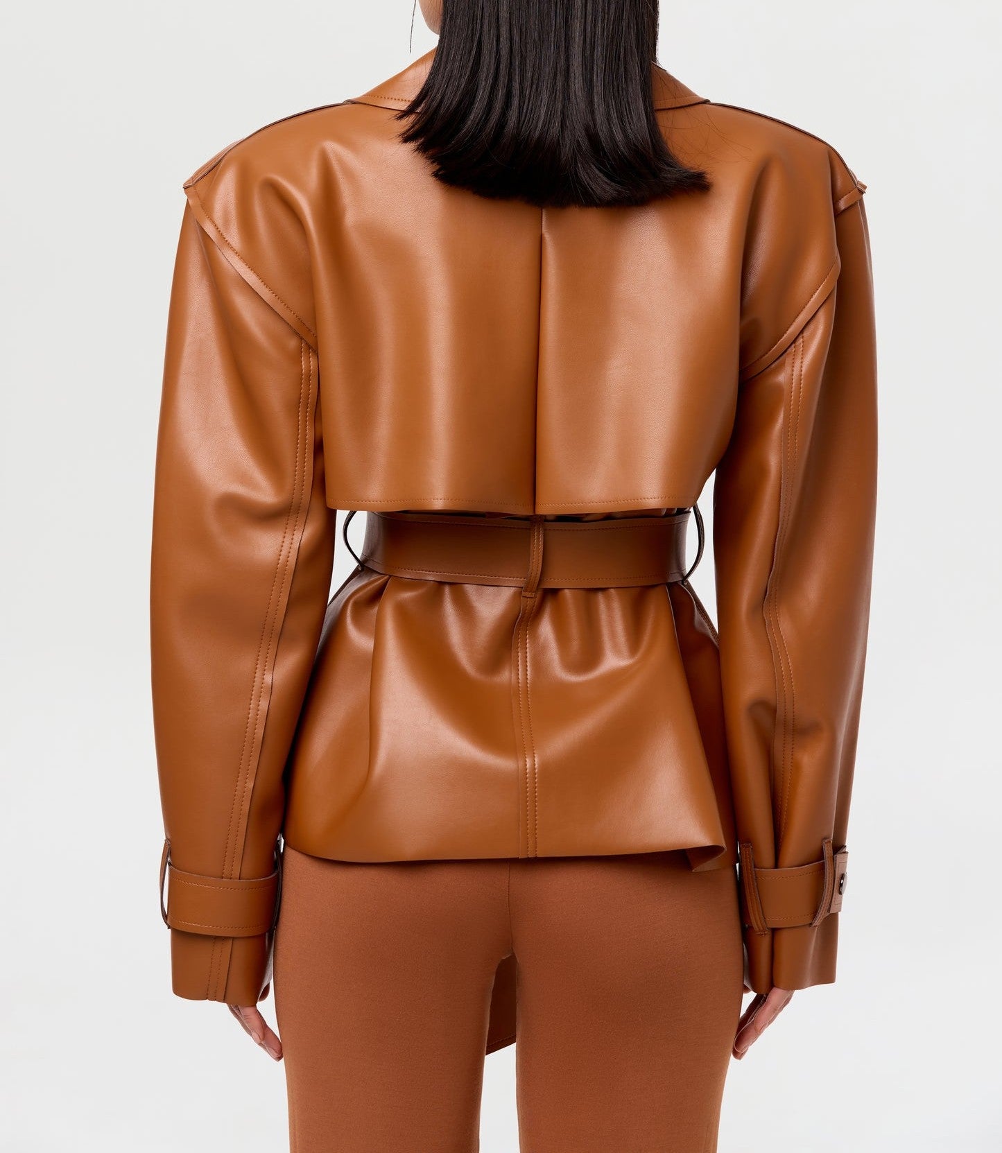 Vegan leather oversized trench coat