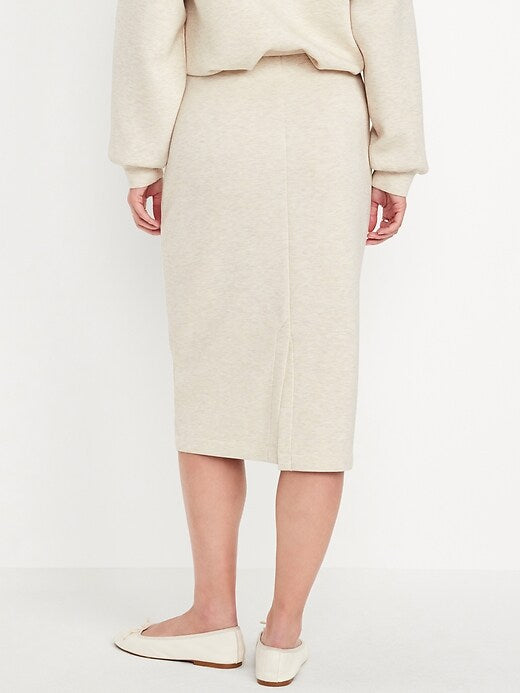 Super high waist elastic plush midi skirt + short long-sleeved sweatshirt set