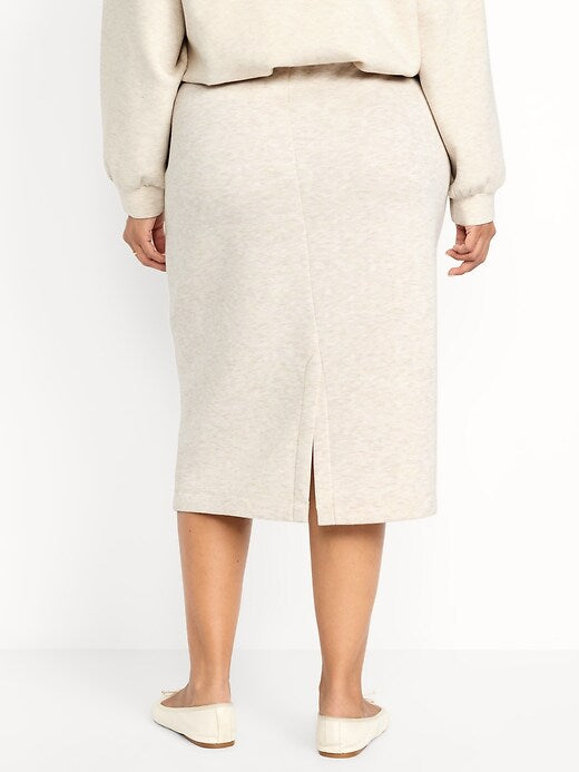Super high waist elastic plush midi skirt + short long-sleeved sweatshirt set