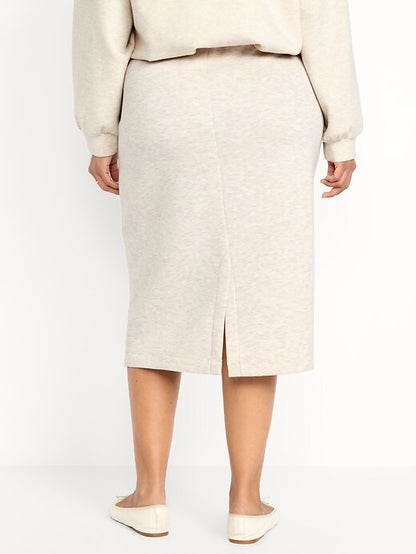 Super high waist elastic plush midi skirt + short long-sleeved sweatshirt set