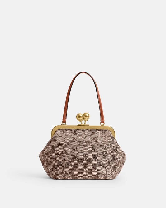 Mini Lock Frame Crystal Jacquard Shoulder Bag