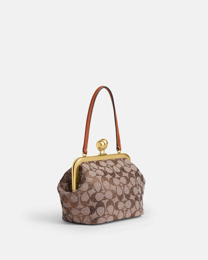 Mini Lock Frame Crystal Jacquard Shoulder Bag