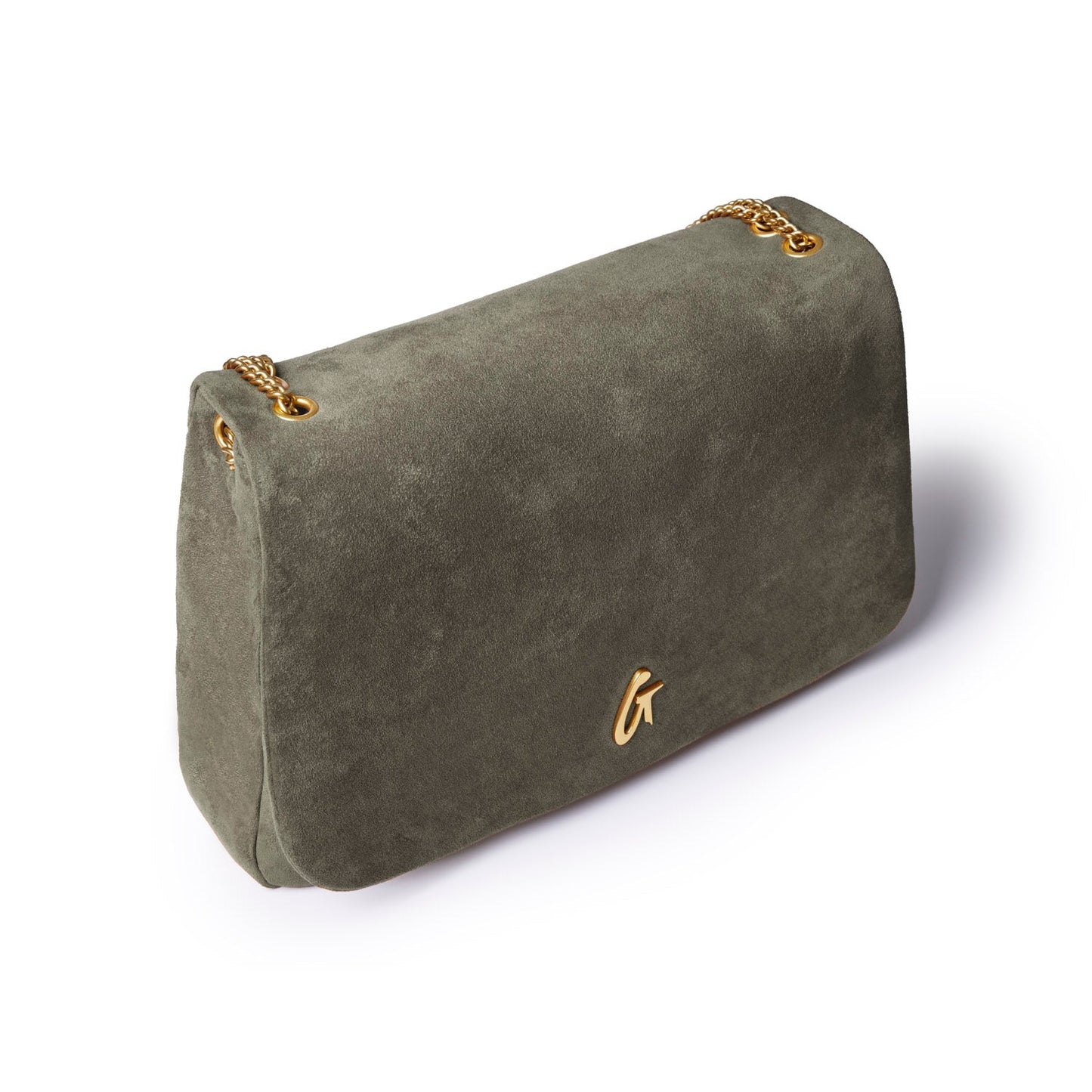 Large suede flap bag