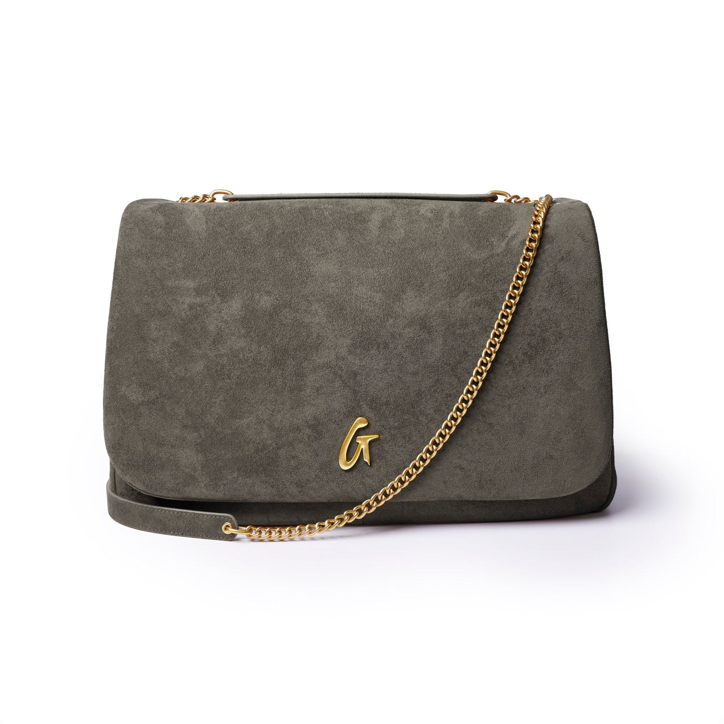 Large suede flap bag