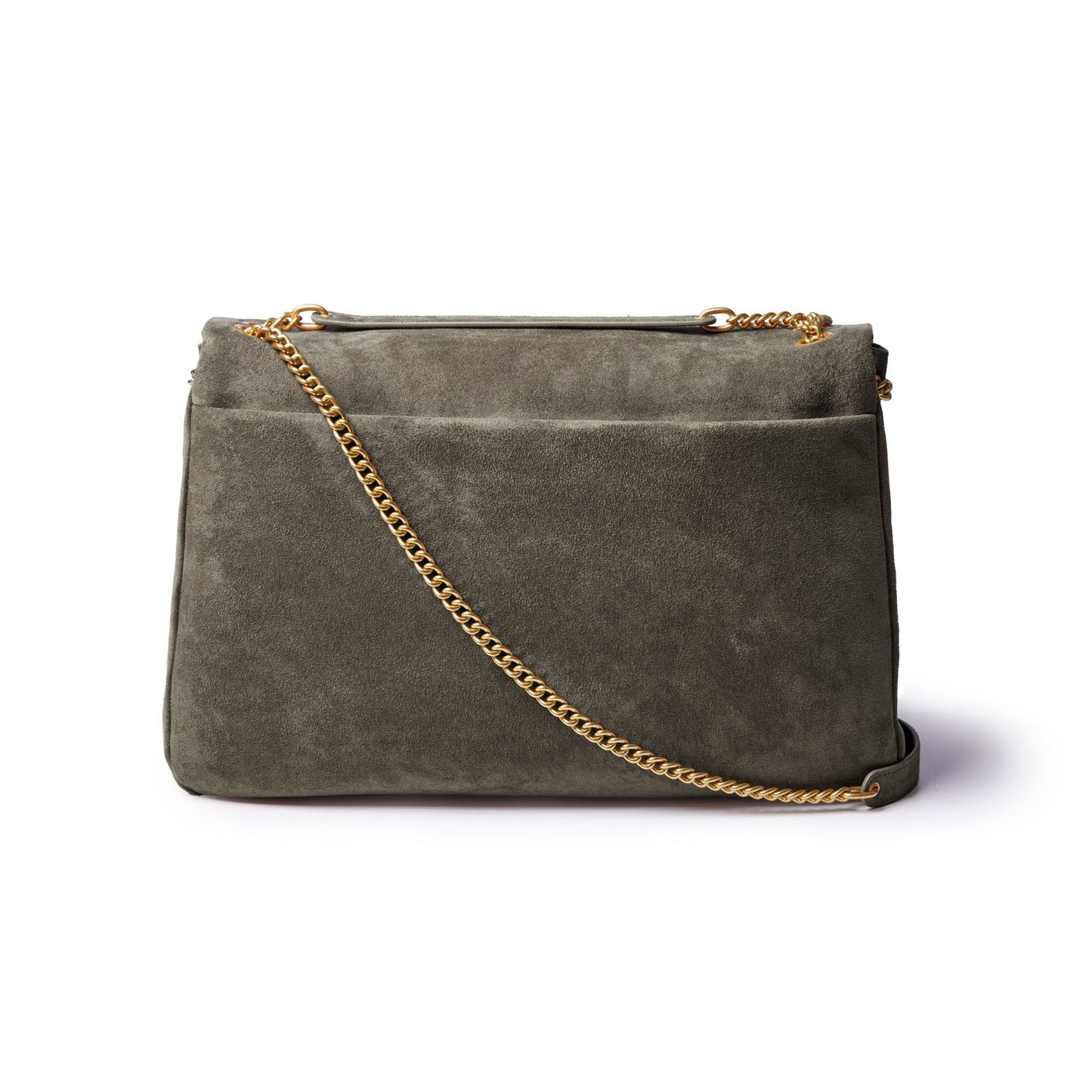 Large suede flap bag