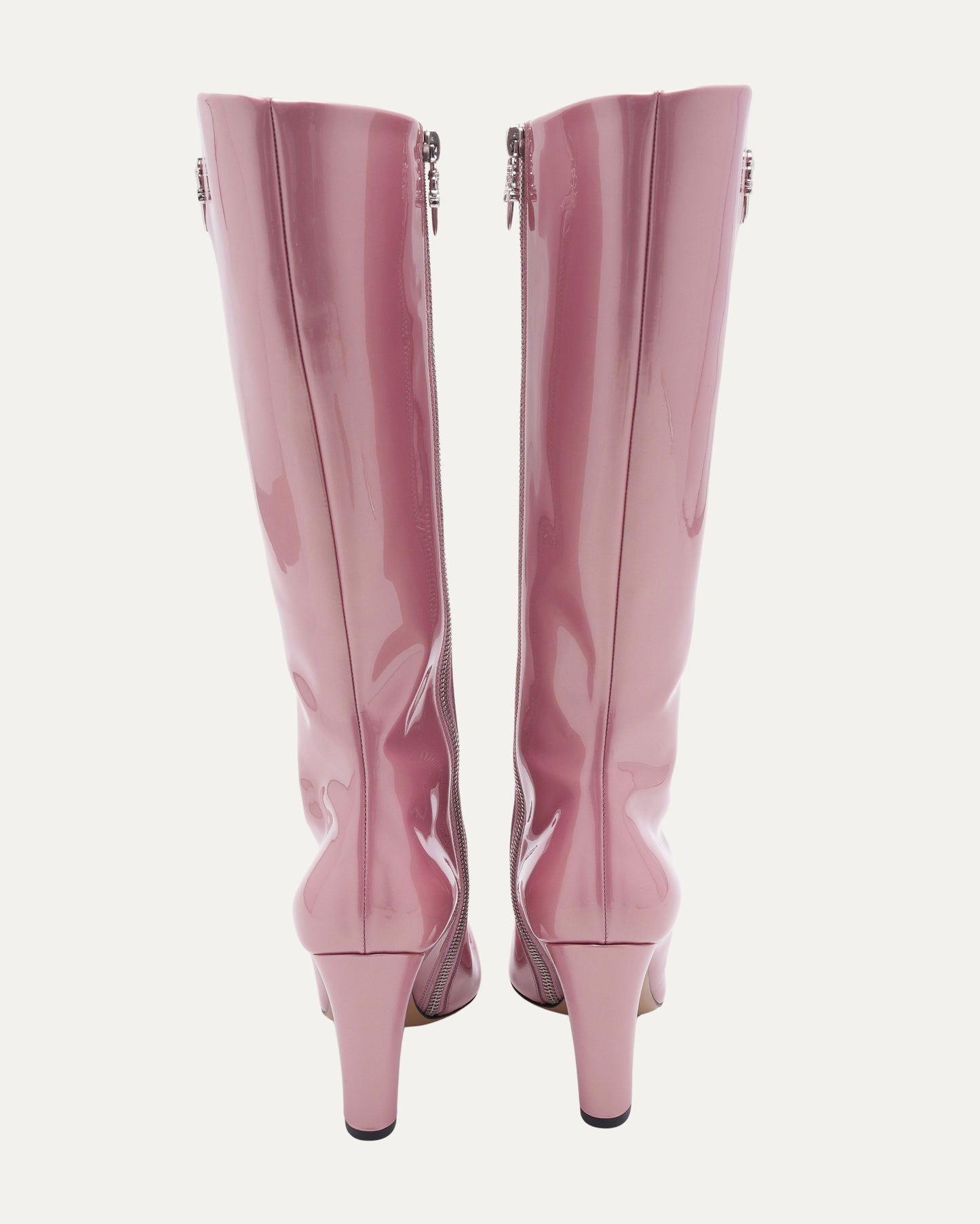 Pink patent leather long riding boots