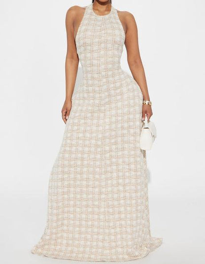 Halter neck backless dress