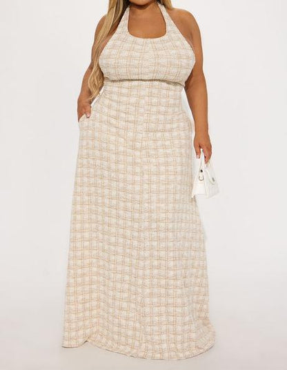 Halter neck backless dress