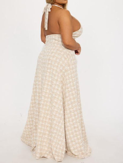 Halter neck backless dress