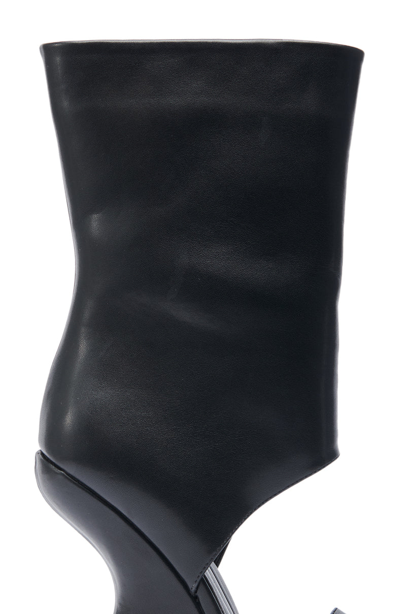 Black wedge open-toe boots
