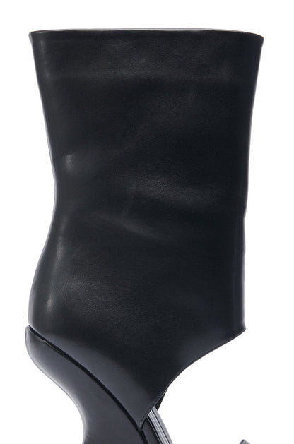 Black wedge open-toe boots