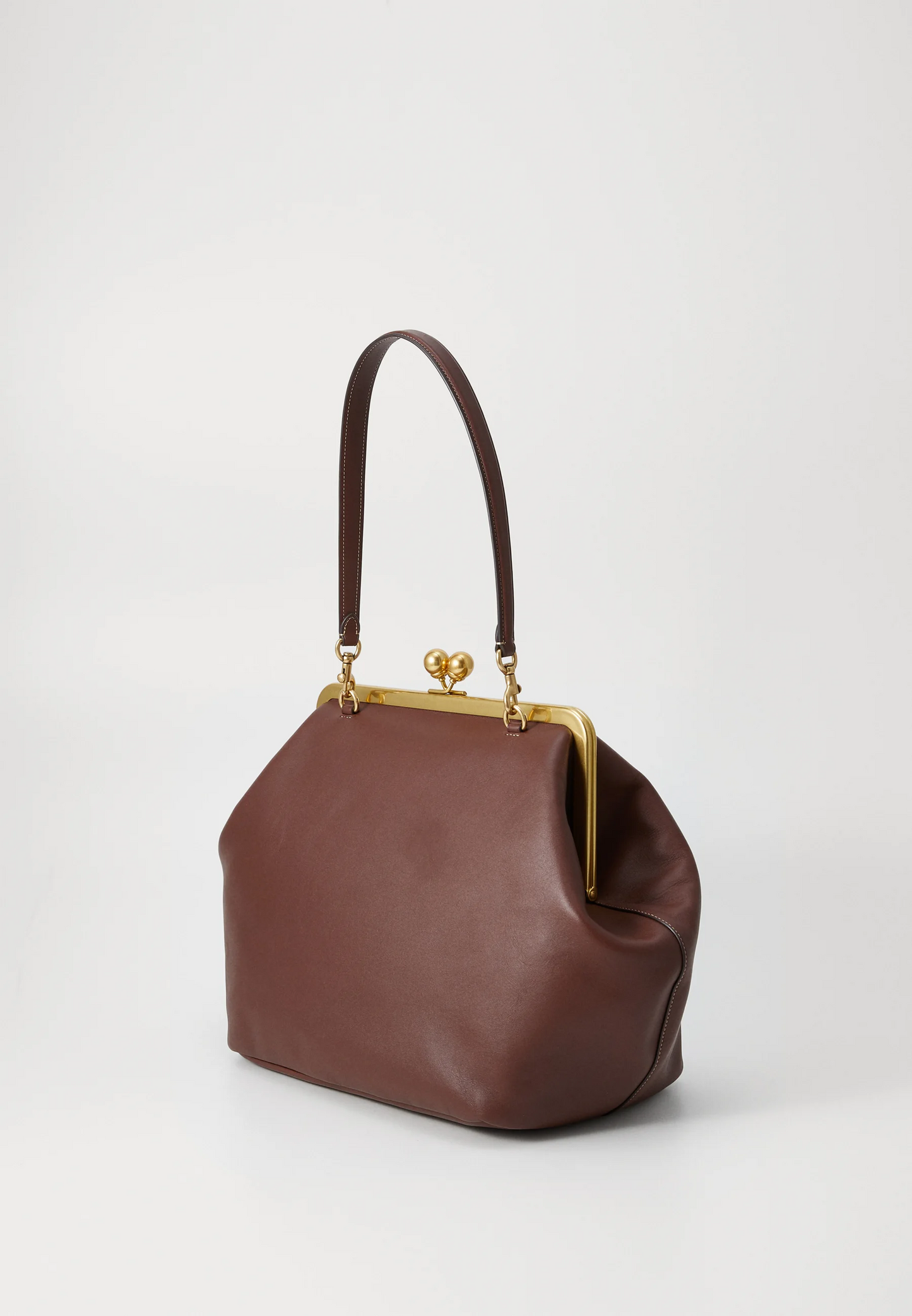 Large Kisslock Frame Bag - chestnut