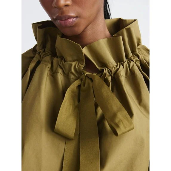 Ruffle Collar Cotton Long Sleeve Top