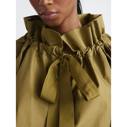 Ruffle Collar Cotton Long Sleeve Top