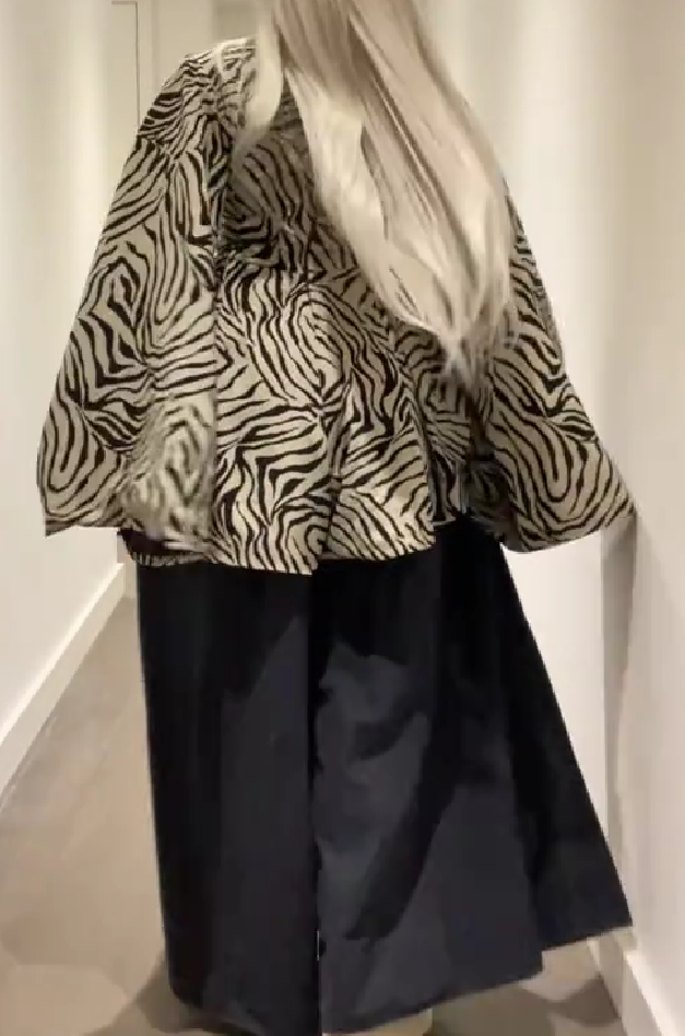 Zebra striped bat sleeve top + wide-leg pants set