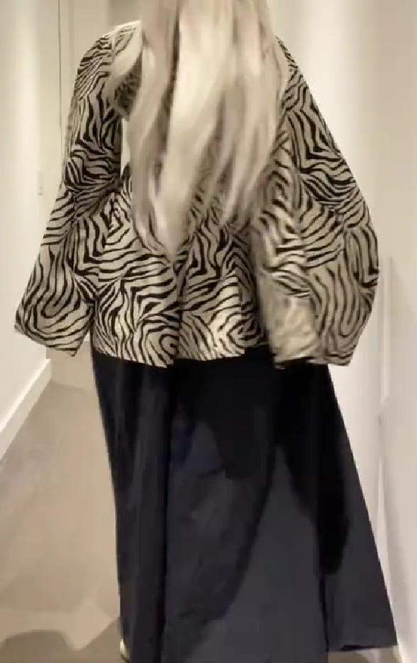 Zebra striped bat sleeve top + wide-leg pants set