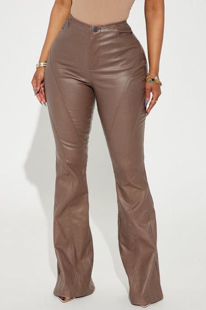 Leather waterproof flared pants